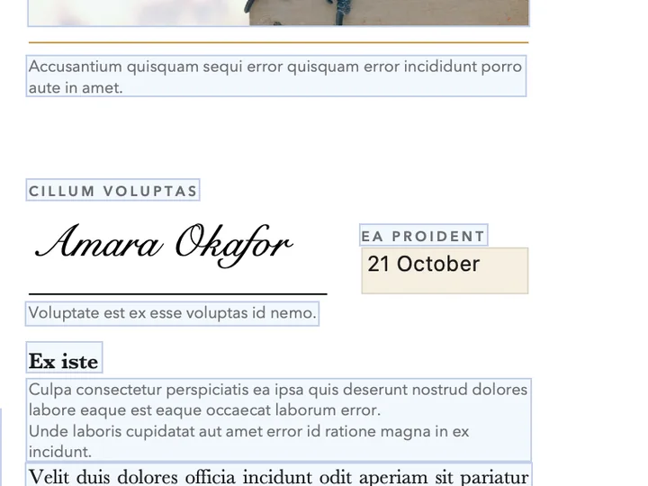 A typed signature, Amara Okafor, on the signature line of the membership form.